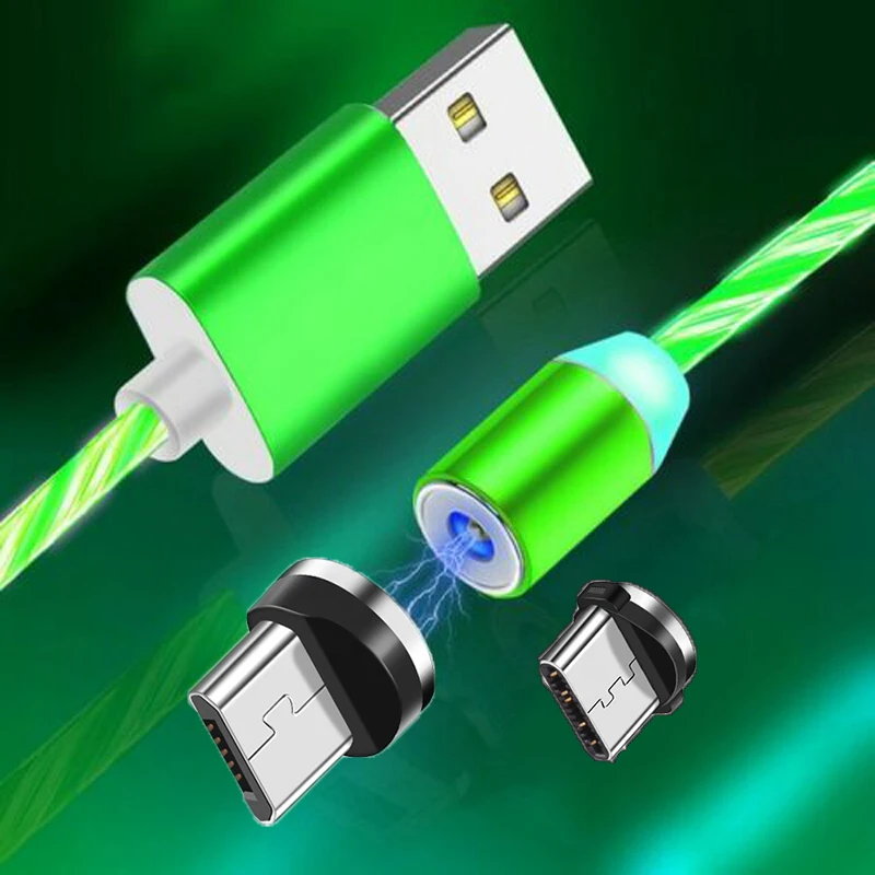 Светящийся Магнитный кабель Micro USB Type c со светодиодной подсветкой для Xiaomi Redmi Note 8