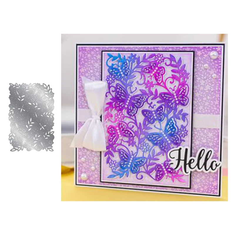 

New Butterfly Flowers Branch Background Metal Cutting Dies for Scrapbooking Stencil Knife Blade Punch Model Craft Decor Template