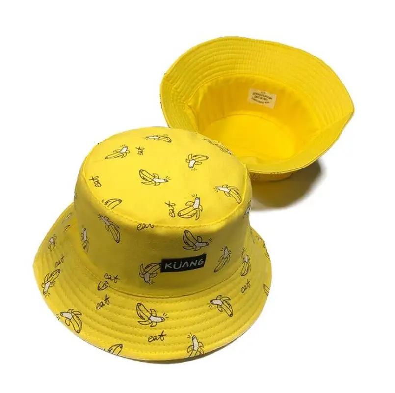 water Bucket Hat Men Women Summer Cap Banana Print Yellow Hip Hop Fishing Fisherman | Аксессуары для одежды