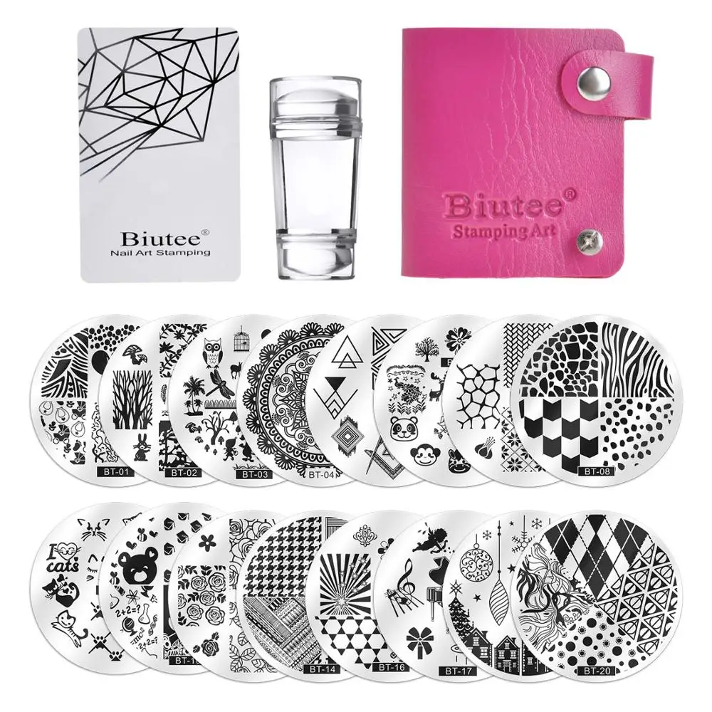 Biutee 30 шт./компл. пластины для штамповки ногтей набор геометрических цветов