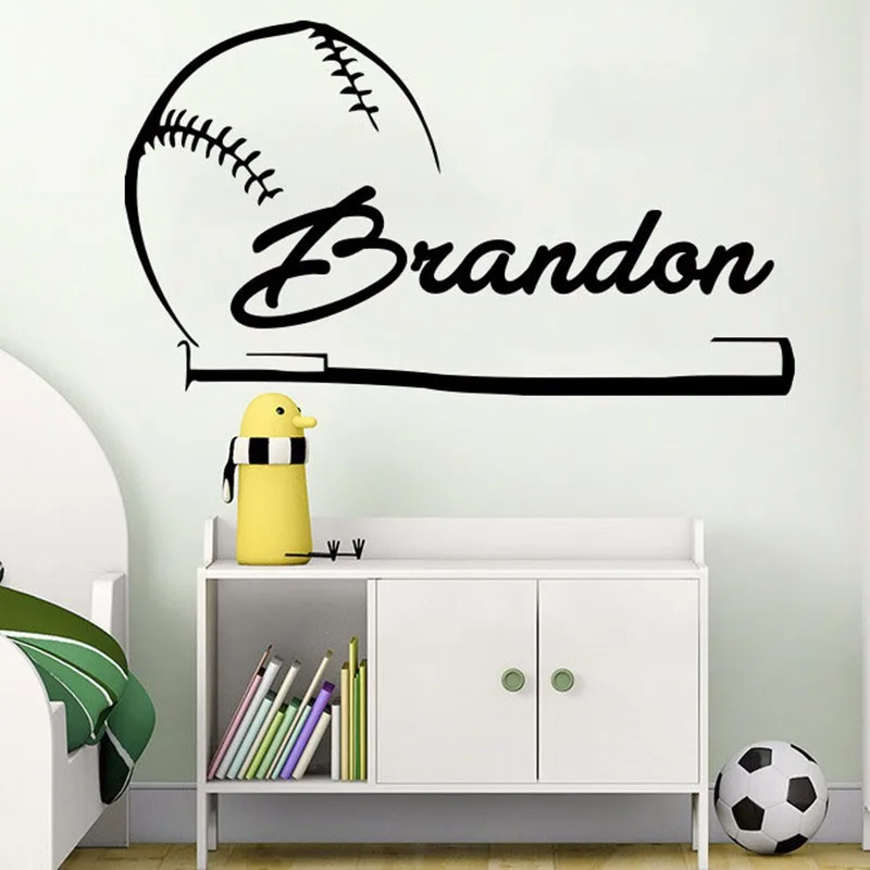 Пользовательская цветная бейсбольная настенная наклейка персонализированный