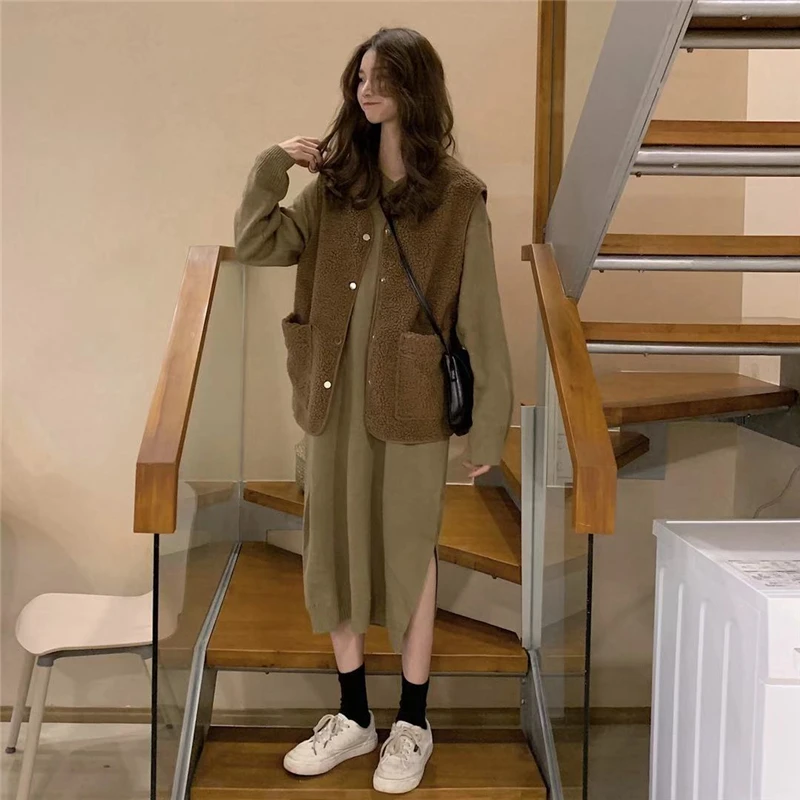 2 цвета женский жилет из овечьей шерсти на весну и осень без рукавов пальто