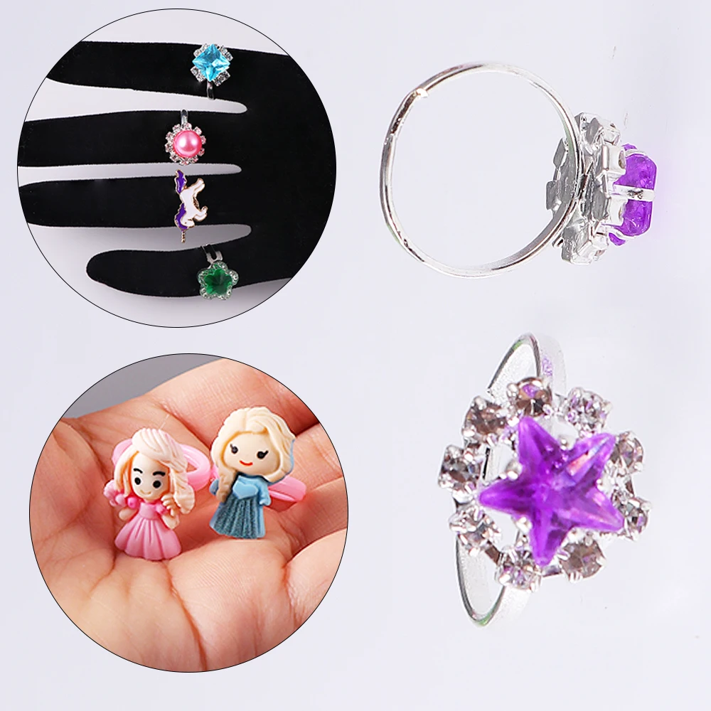 Kids  Adjustable Alloy Baby Rings Fashion Cartoon Children Girl Rings With Heart Shaped Showcase For Party Gift 5