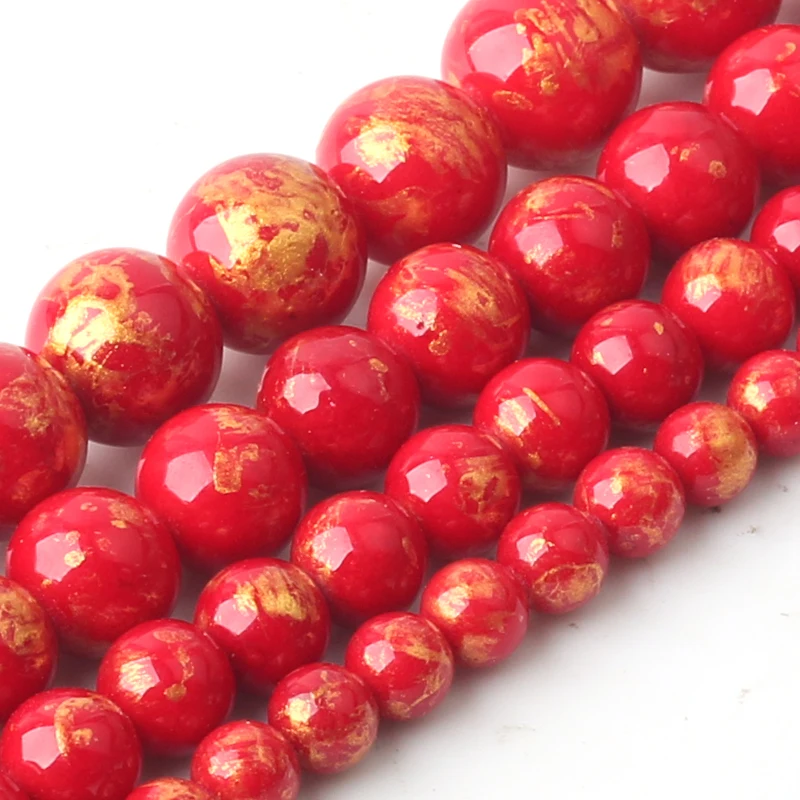 Оптовая продажа натуральный камень красный золотой цвет свободные бусины сделай
