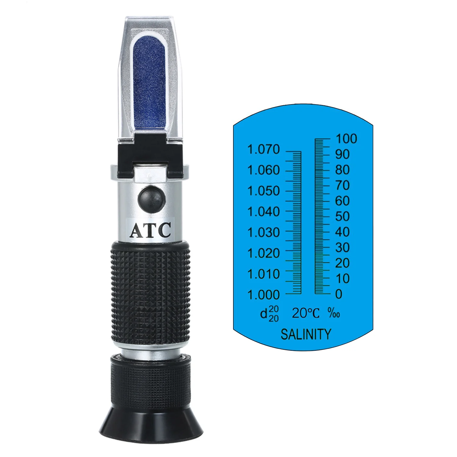 

Salinity Refractometer Handheld Seawater Hydrometers Optical Salinity Tester ATC Refractometer for Seawater Pool Fish Tank