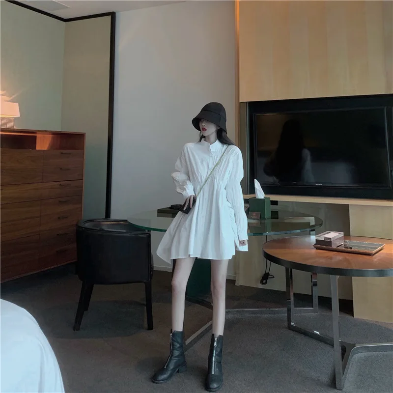 Осень 2020 Новое поступление 3 цвета плиссированная рубашка с длинными рукавами