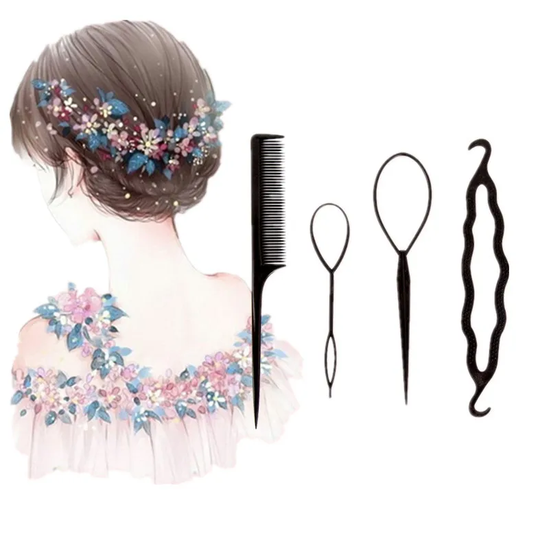 4 шт. пластиковые инструменты для укладки конского хвоста заколка волос гребень