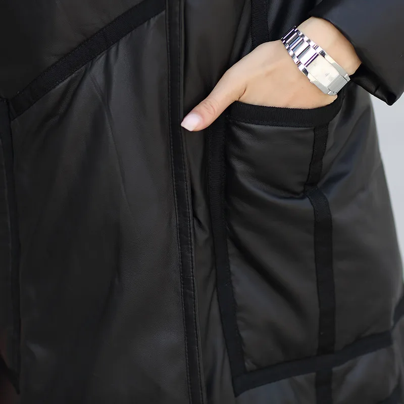 Женский пуховик из овчины зимняя куртка натуральной кожи в Корейском стиле