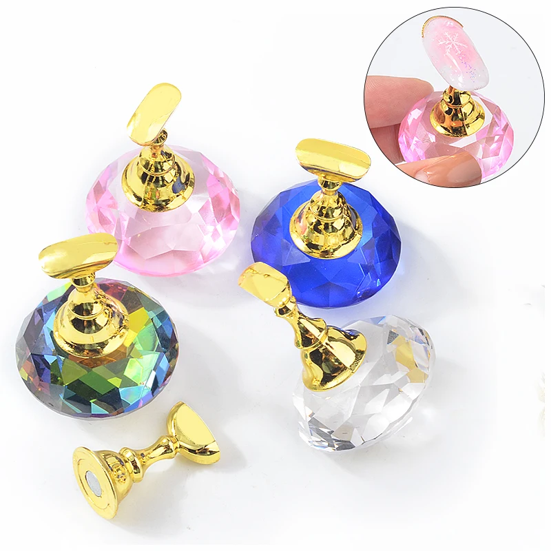 

1Set Magnetic Nail Holder Practice Training Display Stand Acrylic Crystal Holders Alloy False Nail Tip Salon DIY Manicure Tools