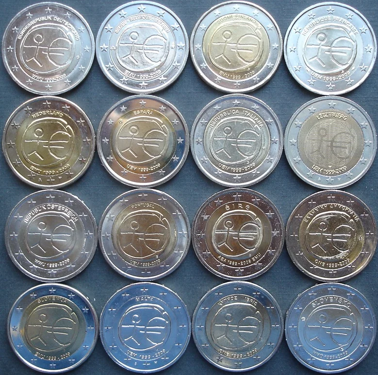 Оригинальная памятная монета Европейского союза 2 ЕС 2009 10-я годовщина