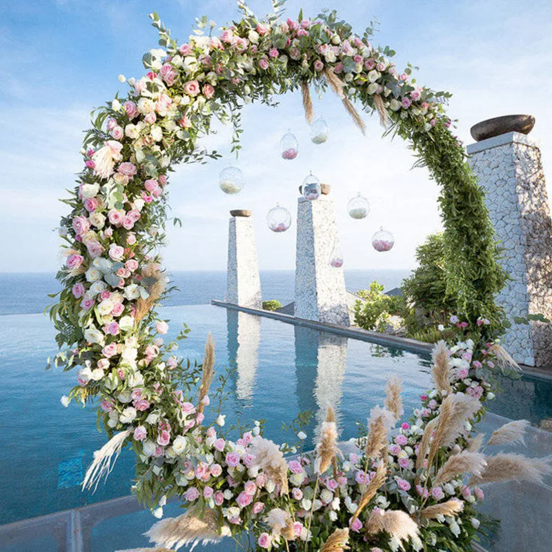 Circular Wedding Arch Mariage Props Ring Double Backdrop Pole Frame Metal Iron Garden Decoration Flower Door Ornaments | Дом и сад