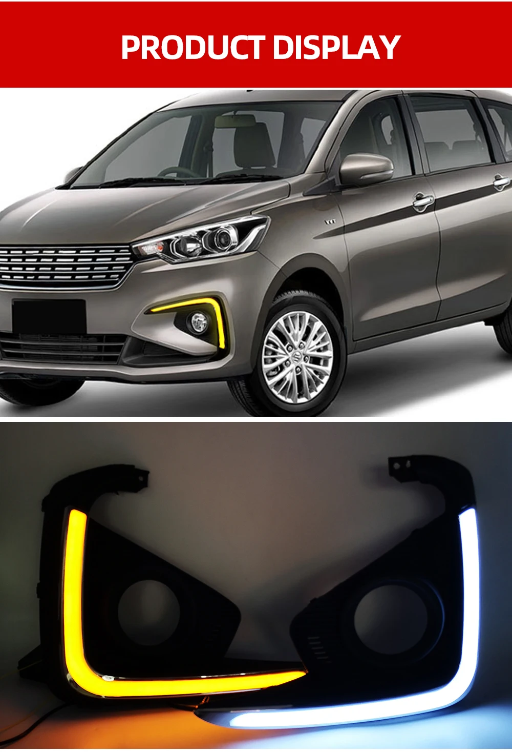 Автомобильный мигающий 2 шт. светодиодный светильник дневного света для Suzuki Ertiga DRL противотуманная фара желтый сигнал поворота