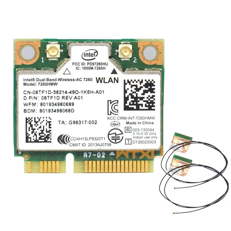 876 м Dual Band 2 4G + 5G Bluetooth V4.0 Wi Fi Беспроводной Mini PCI E карта для Intel 7260 AC 7260HMW 7265 7265HMW 8265