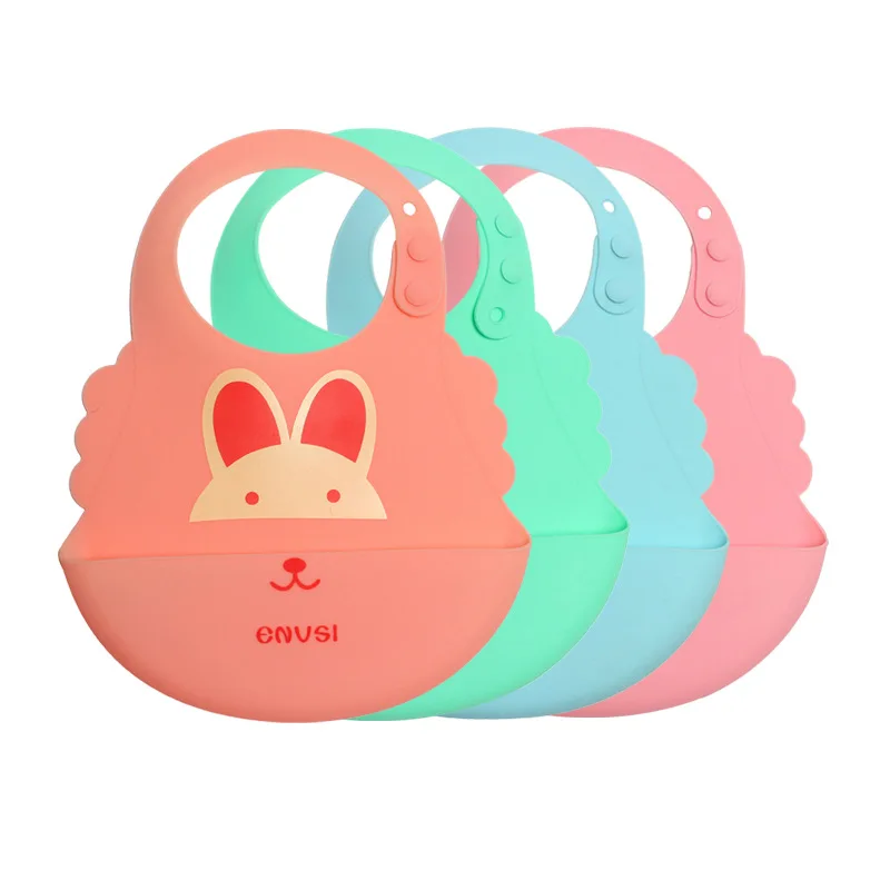 

Baby Waterproof Leakproof and Dirty Silicone Bib Food Grade Silicone Large Saliva Pocket for Meal Cartoon Silicone Rice Pocket