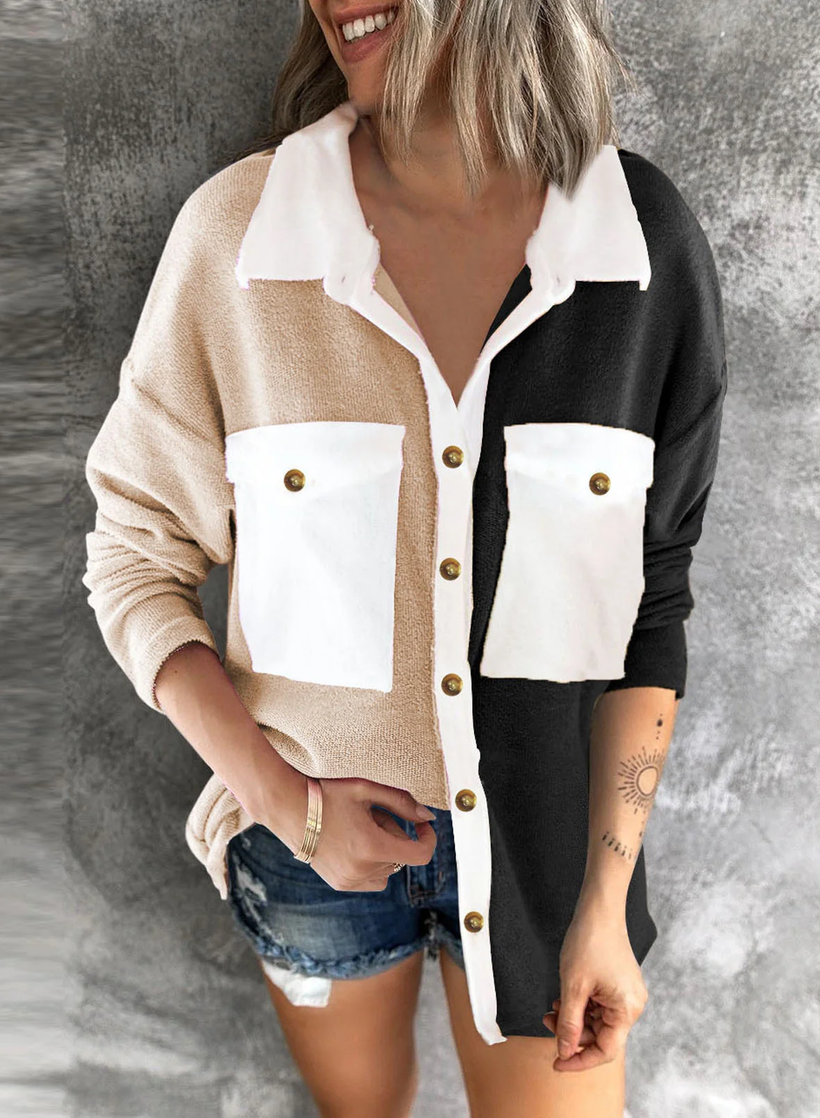 

Zoctuo Furry Jackets For Women Lamb Woolen Cardigan Outerwear Winter 2022 Thick Warm Stylish Color Patchwork Wool Blends Coat