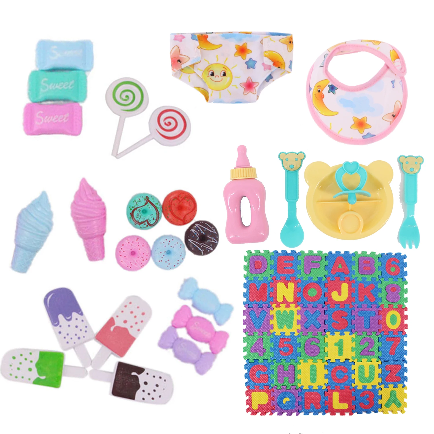 

Simulated Doll Tableware Sets Milk Bottle+Forks+Nipple+Dinner Plate For 43CM Reborn New Born Baby Doll Clothes Accessories Toys