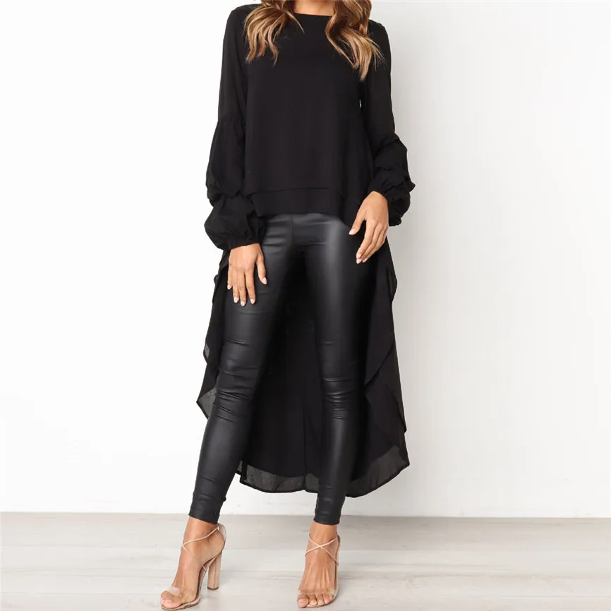 Plus Size Boho Women's Blouses Irregular Ruffles Shirt Women Tops Long Sleeve Sweatshirt Pullovers Womens Shirts Big Sizes | Женская