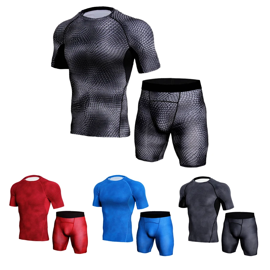 

Комплект мужского термобелья, Быстросохнущий антимикробный эластичный термокостюм для фитнеса и бега