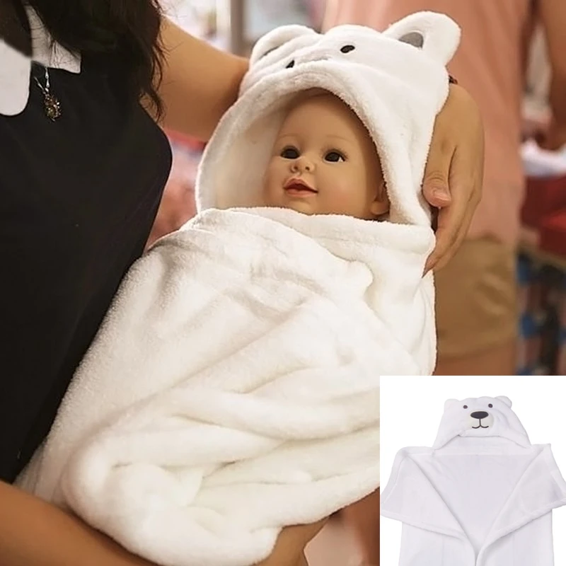Лидер продаж удобный детский банный халат с белым медведем милый мультяшный