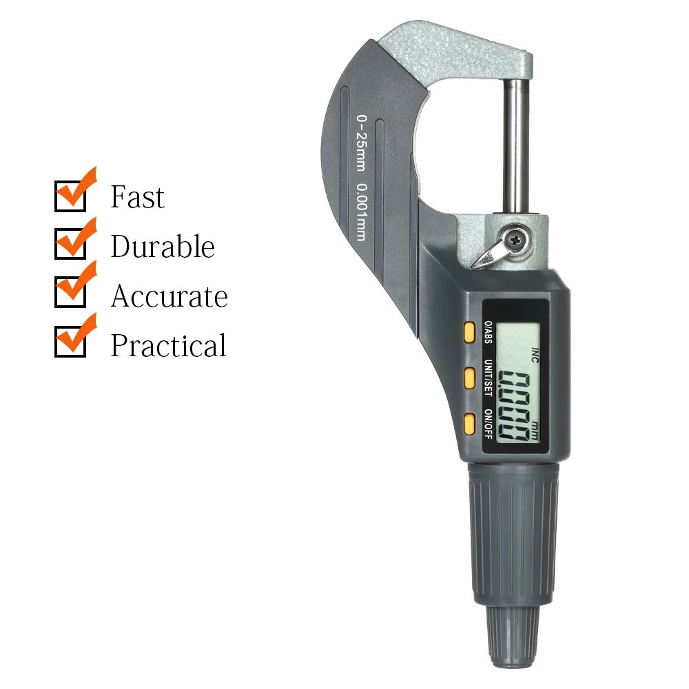 

Digital Micrometer 0-25mm Electronic Digital Outside Micrometer 0.001mm High Precision Depth Micrometer Micro Caliper