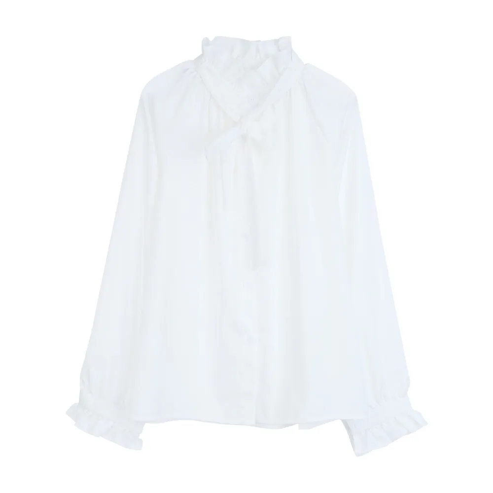 Женская кружевная рубашка SAGACE повседневная однотонная дышащая в стиле ретро с