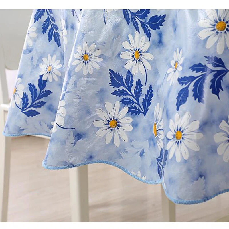 Round Tablecloth PVC Waterproof Pastoral Floral Printed Table Cloth Oilproof Home Dining Cover | Дом и сад