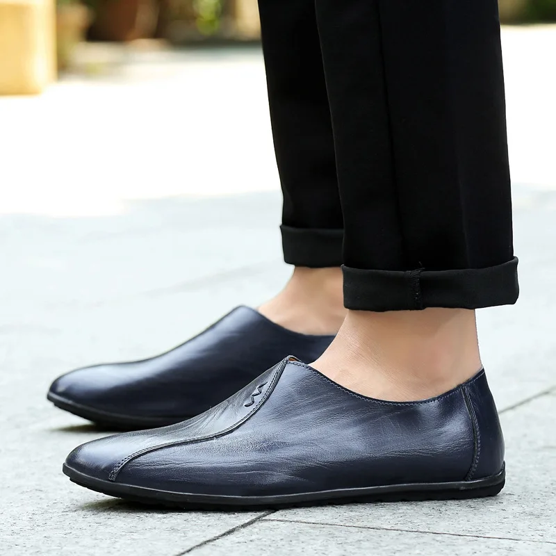 Мужская кожаная обувь слипоны Zapatos De Hombre мокасины из натуральной кожи KPOCCOBKN
