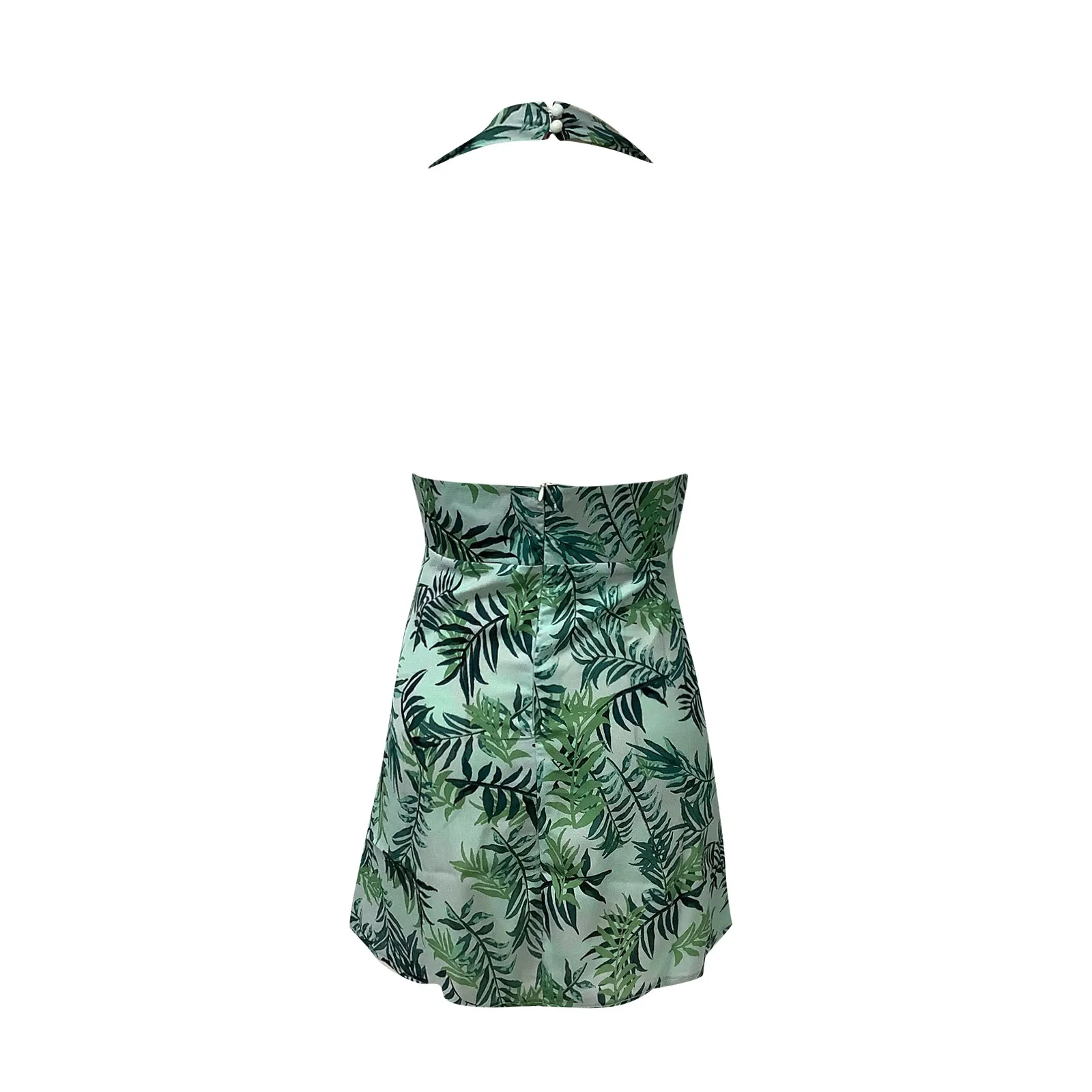 

40# V Neck Open Back Dress Woman Summer Women Vintage Printed Sleeveless Mini Dress Sundress Beach Holiday Dresses Vestidos