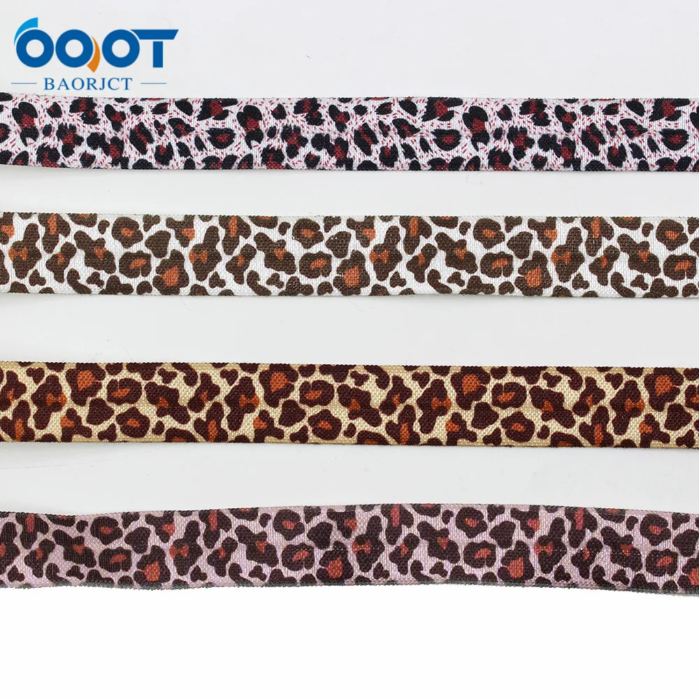 E-20421-655 10yards 5/8'' Leopard print Ribbon Elastic Foldover Elastics Stretch Hair Ties Headbands for Baby Girls Bow | Дом и сад