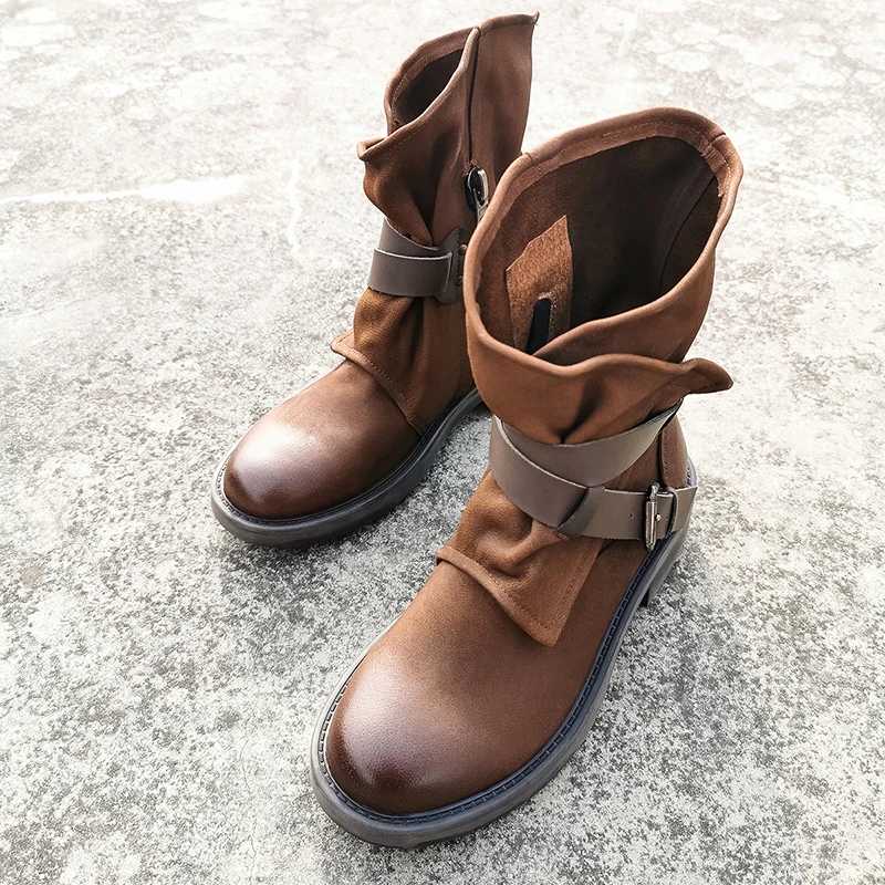 Новинка 2020 женские ботильоны Осень-зима Винтажные ботинки из натуральной кожи с