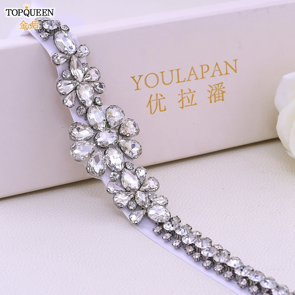 

TOPQUEEN S258 Rhinestone Belt Bridal Wedding Belt for Maternity Bride Dress Waist Belt for Wedding Women Party Sash Formal Belts