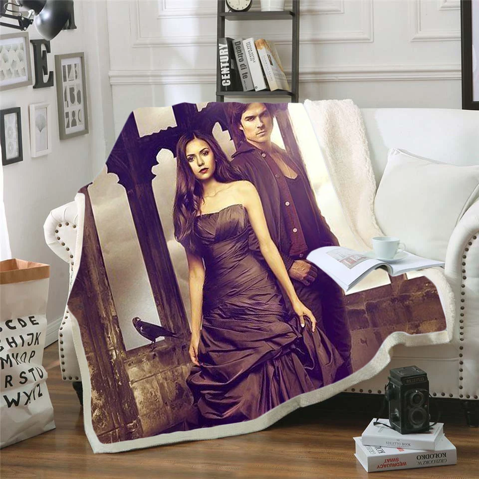 

The Vampire Diaries 3d Printed Fleece Blanket for Beds Thick Quilt Fashion Bedspread Sherpa Throw Blanket Adults Kids 08