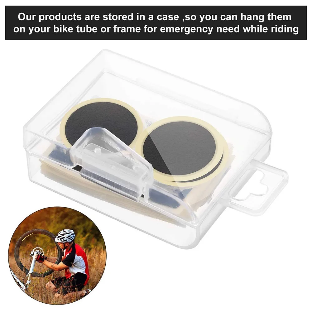 

28pcs Bicycle Tire Repair Kit Tool Set Kit Patch Rubber Portable Glueless Self -Adhesive Tire Tube Puncture Repair Patch Tools