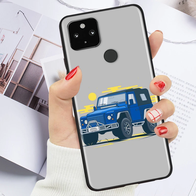

Cartoon Sports Car Shockproof Cover for Google Pixel 5 4 4A XL 5G Black Phone Case Shell Soft Fundas Coque Capa