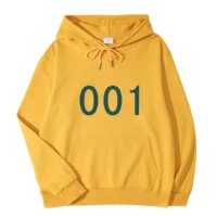 2021 popular squid game no 001 players high quality printed hoodie 100 cotton pocket sweatshirt unique unisex top asian size