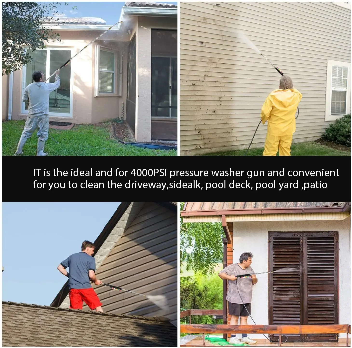 Cleaning Tool Pressure Washer Extension Wands Roof Cleaner Nozzle Replacement Ring 1/4 Quick Connect Joint for Karcher K2~K7 | Автомобили