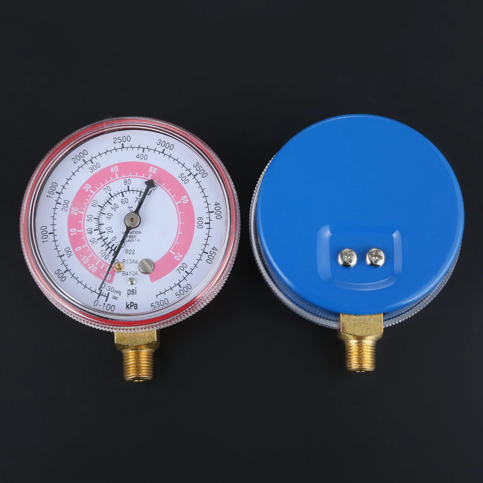 2Pcs Air Conditioner Refrigerant R134A R22 R410A High Low Pressure Gauge PSI KPA Refrigeration Coolant Red & Blue | Автомобили и
