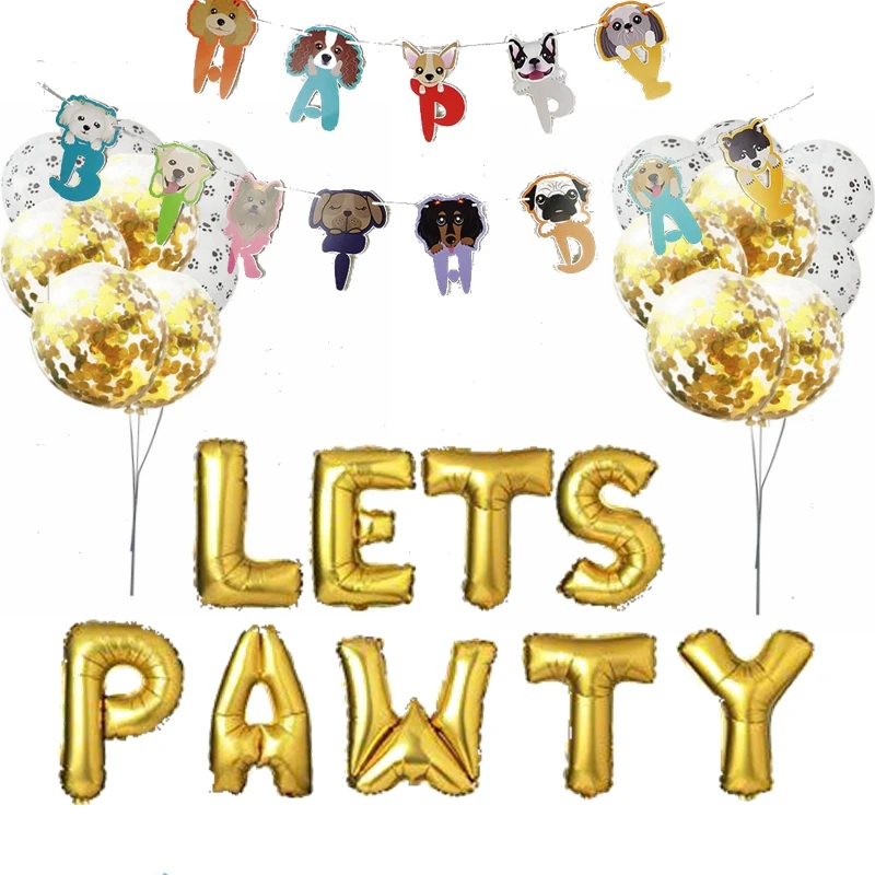 Вечерние украшения на тему дня рождения домашних животных кошка лицо собака флаг