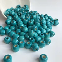 turquoise blue wooden macrame beads 12x11mm dreadlock barrel bead 4 5mm hole