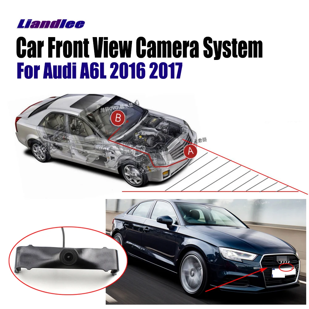 Фото Встраиваемая передняя камера для Audi A6 C8/4K 2019-2025: аксессуар для парковки, водонепроницаемая, ночное видение, RCA, AUX, HD, CCD камера №1