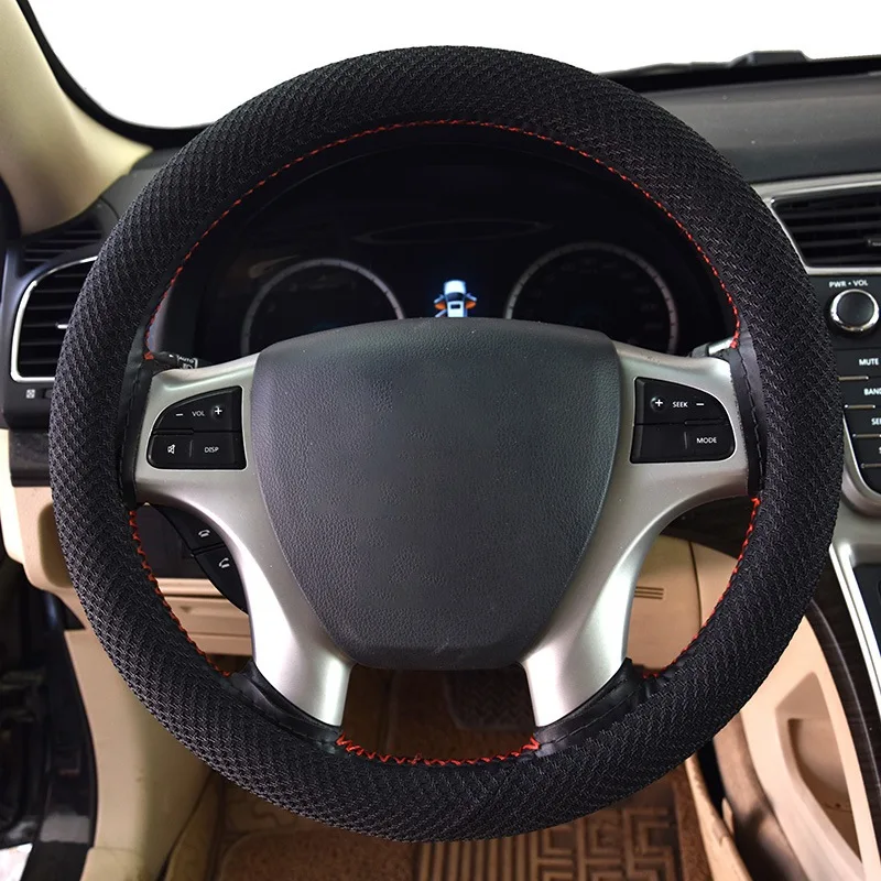 Универсальный чехол для руля 38 см из вискозы тюнинг черный красный розовый серый