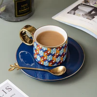 luxury ceramic mug coffee cup with saucer set gold rim office home afternoon tea milk water cup personality gift