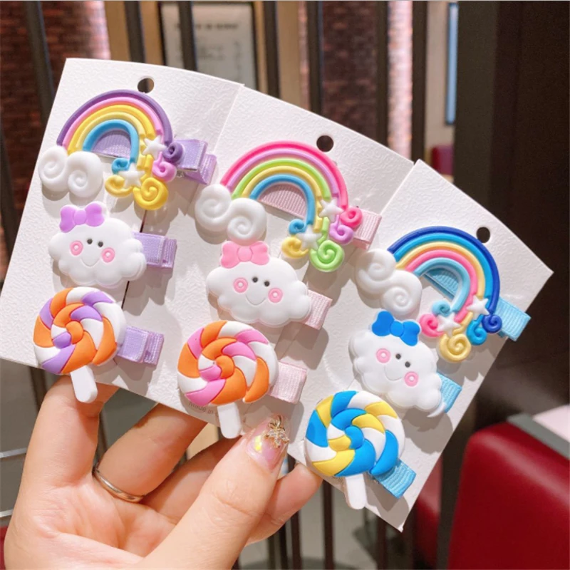 

New children's super cute cute lollipop rainbow hairpin girls baby color hairpin bangs small clip hair accessories
