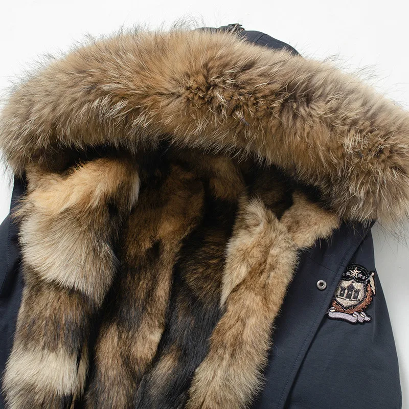 

Homme Parka Real Wolf Fur Coat Men Long Winter Jacket Men Raccoon Fur Collar Long Parkas Hombre Invierno FDBQ110 KJ1351