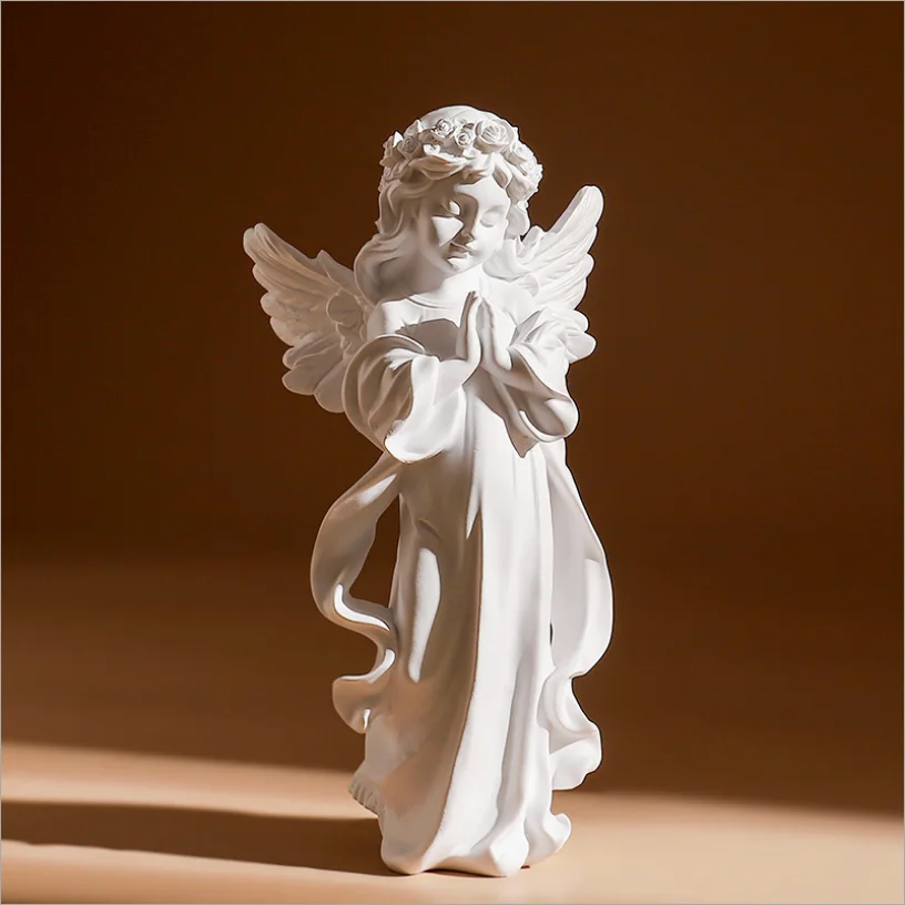 

European style white angel angel hands together ornaments living room bedroom porch TV cabinet creative resin craft ornaments