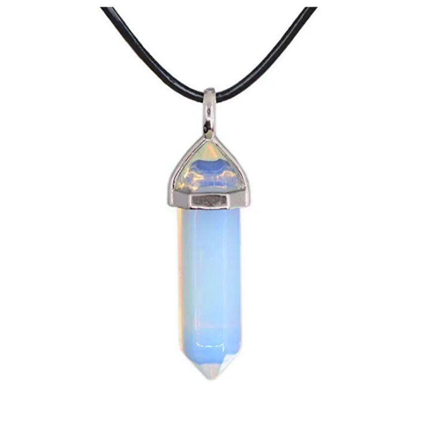 FYJS посеребреный шестигранный кулон в форме колонны Опаловый ожерелье простой