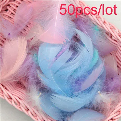 warm color 50pcs 100 шт, натуральные перья лебедя, 4-8 см, смешанные белые окрашенные цвета, гусиное перо, одежда для свадебной вечеринки, украшения для самодельного изготовления перьев - Цвет: warm color 50pcs