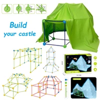 kids luminous construction fort building kit 5164 sticks 36 balls diy bead castles 3d play house tunnels tents toy stem gift