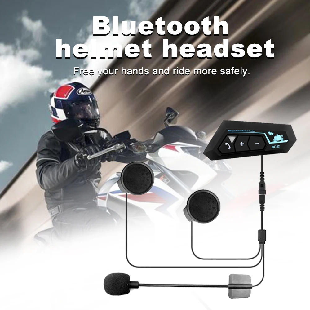 

Bluetooth 5.0 Helmet Headphone Bluetooth Wireless Motorcycle Headset Intercom Bike Motor Earphone Noise Reduction Microphone