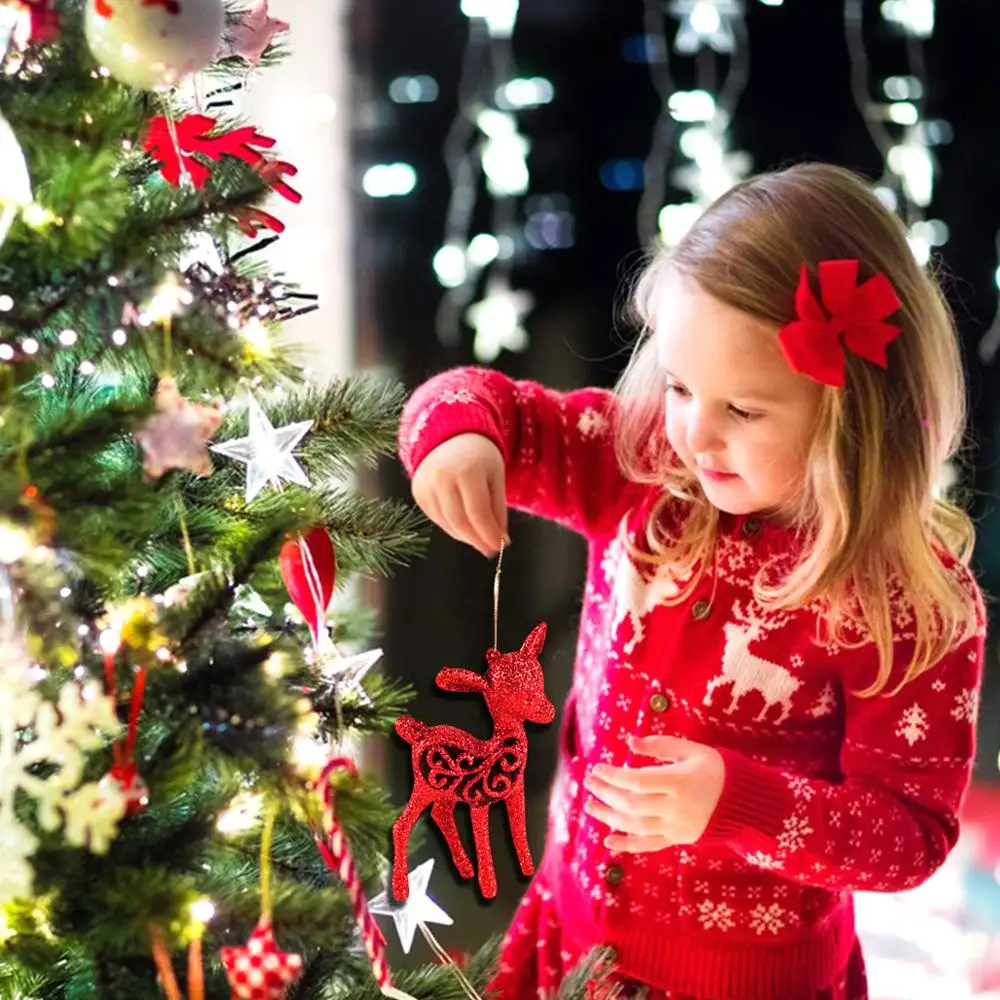 QIFU пластиковый Рождественский Декор в виде оленя Рождество 2019 елка украшения